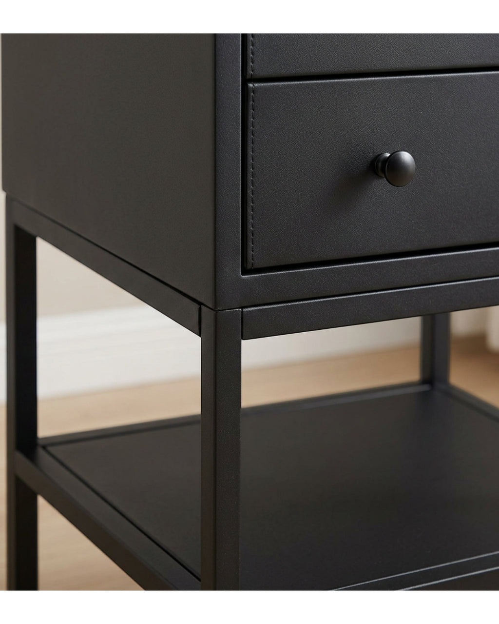 Zvxo Steel Nightstand with Drawer and Shelf 40 x 35 x 58 cm Black - Detail view