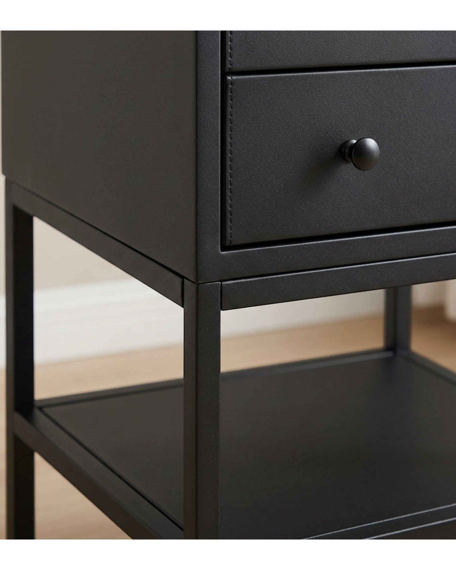Zvxo Steel Nightstand with Drawer and Shelf 40 x 35 x 58 cm Black - Detail view