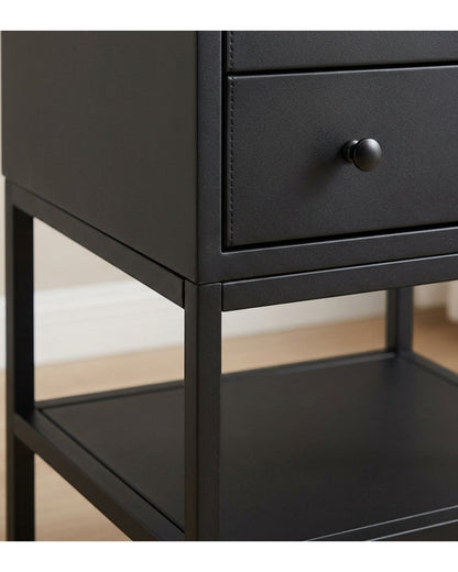 Zvxo Steel Nightstand with Drawer and Shelf 40 x 35 x 58 cm Black - Detail view