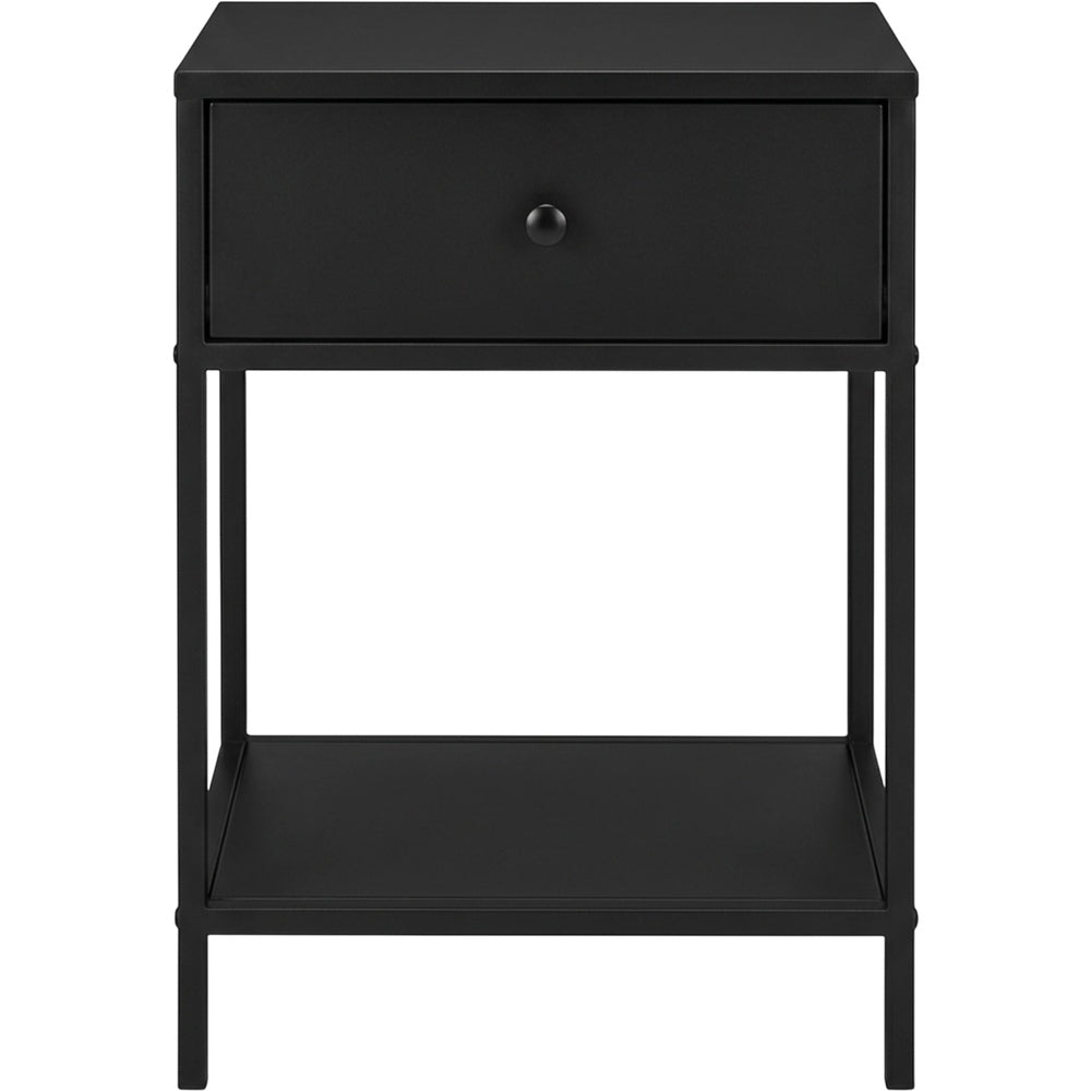 Zvxo Steel Nightstand with Drawer and Shelf 40 x 35 x 58 cm Black - Product view