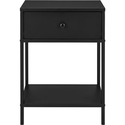 Zvxo Steel Nightstand with Drawer and Shelf 40 x 35 x 58 cm Black - Product view