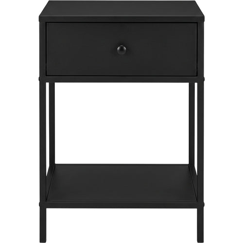 Zvxo Steel Nightstand with Drawer and Shelf 40 x 35 x 58 cm Black - Product view