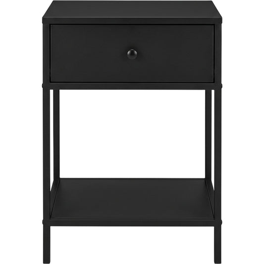 Zvxo Steel Nightstand with Drawer and Shelf 40 x 35 x 58 cm Black - Product view