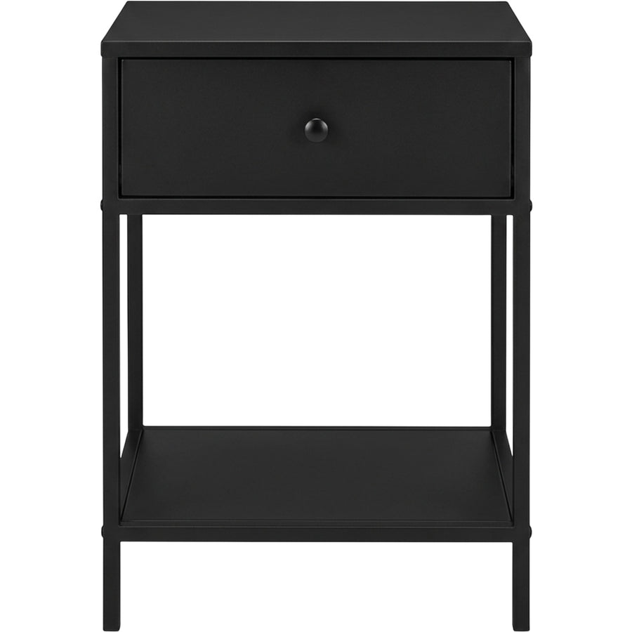 Zvxo Steel Nightstand with Drawer and Shelf 40 x 35 x 58 cm Black