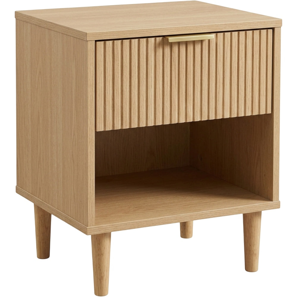 Zvxo Fluted Oak Nightstand with Drawer 45 x 40 x 55 cm - Product view