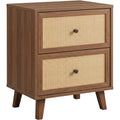 Zvxo Walnut Nightstand with 2 Cane Drawers 50 x 40 x 60 cm - Product view